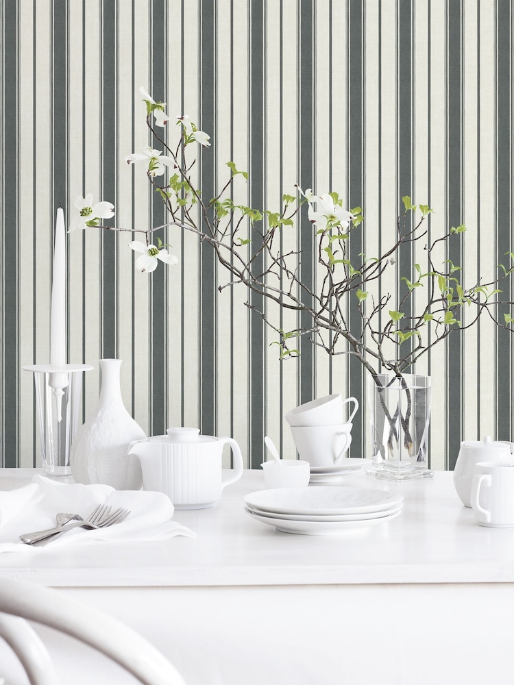 Galerie Black French Country Stripe A4 Wallpaper Sample - Image 1 of 2