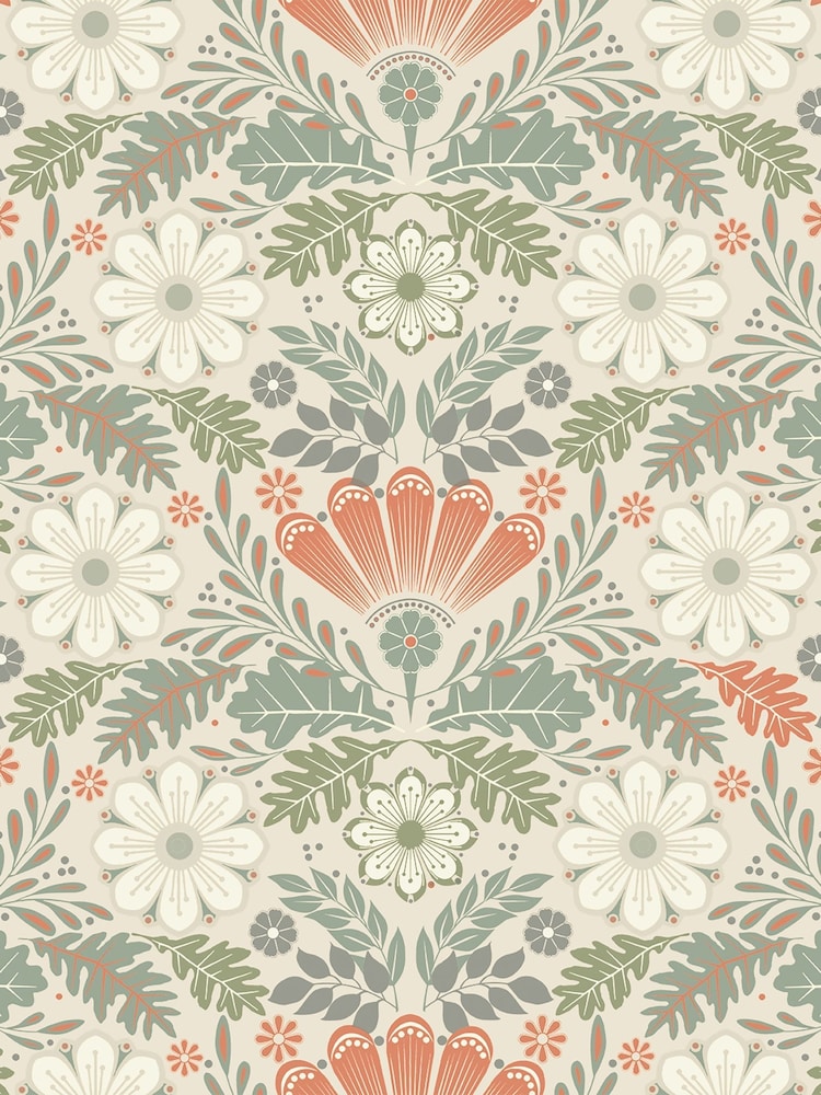 Galerie Orange Sommarang 2 Floral Print A4 Wallpaper Sample - Image 2 of 2 Galerie Orange Sommarang 2 Floral Print A4 Wallpaper Sample - Image 2 of 2