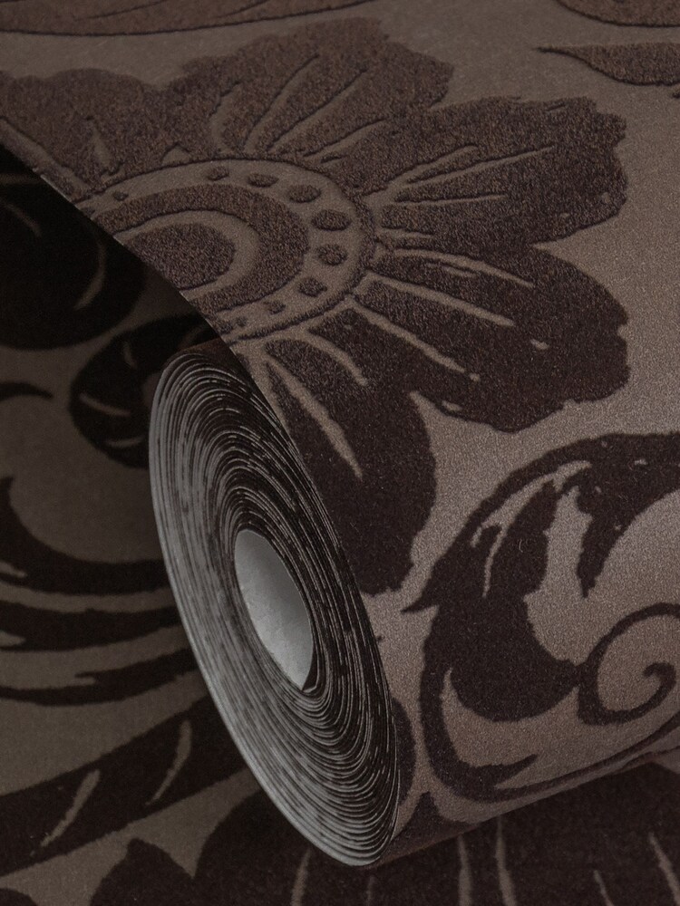 Laurence Llewelyn-Bowen Bronze Brown Damask Sauvage Flock A4 Wallpaper Sample - Image 5 of 5 Laurence Llewelyn-Bowen Bronze Brown Damask Sauvage Flock A4 Wallpaper Sample - Image 5 of 5