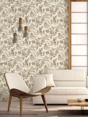 Galerie Bronze Brown French Country Toile A4 Wallpaper Sample - Image 1 of 2