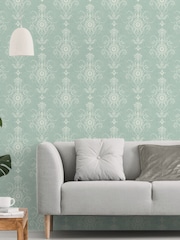 Galerie Green French Country Damask A4 Wallpaper Sample - Image 1 of 2