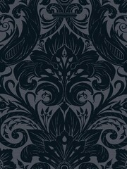 Laurence Llewelyn-Bowen Blue Damask Sauvage Flock A4 Wallpaper Sample - Image 2 of 4