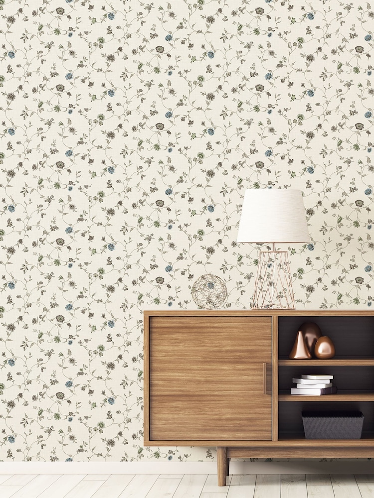 Galerie Silver Grey French Country Floral Print A4 Wallpaper Sample - Image 1 of 2 Galerie Silver Grey French Country Floral Print A4 Wallpaper Sample - Image 1 of 2