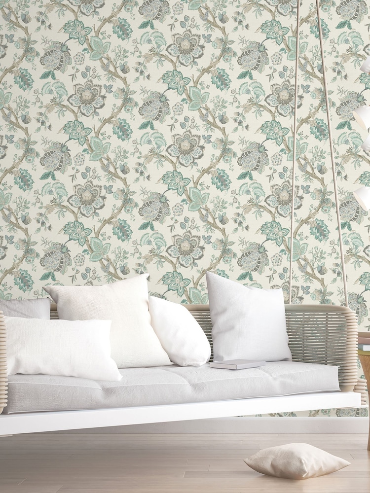 Galerie Green French Country Floral Print A4 Wallpaper Sample - Image 1 of 2