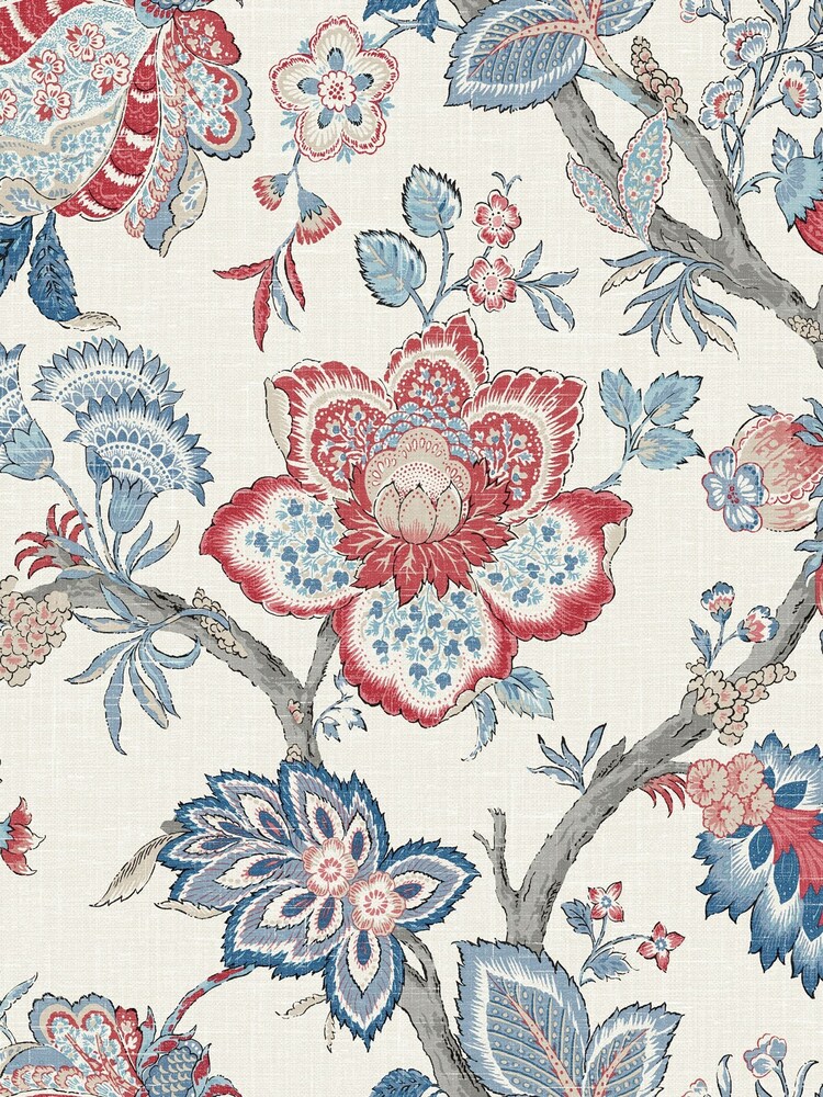 Galerie Red French Country Floral Print A4 Wallpaper Sample - Image 2 of 2