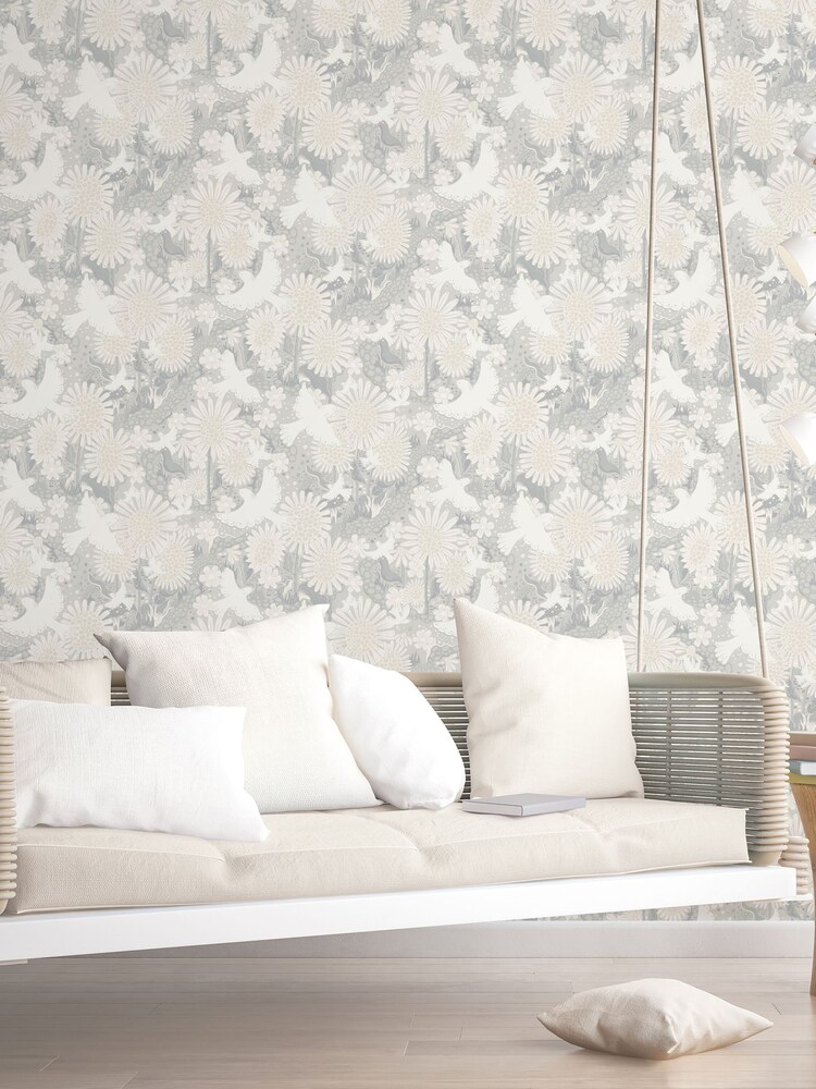 Galerie Grey Sommarang 2 Floral Print A4 Wallpaper Sample - Image 1 of 2