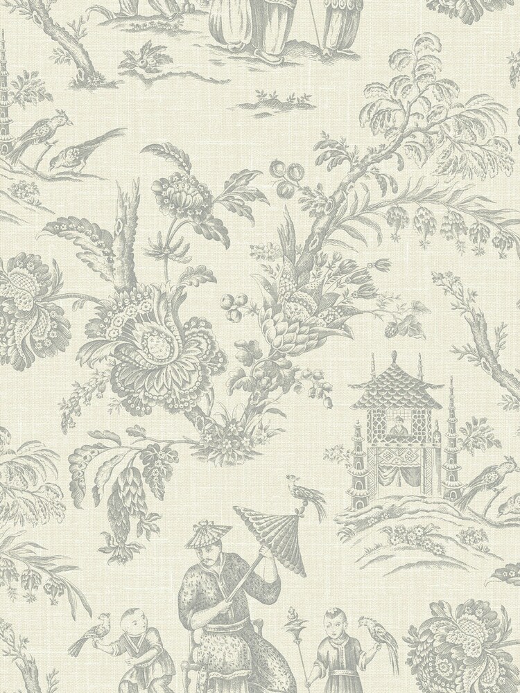 Galerie Silver Grey French Country Toile A4 Wallpaper Sample - Image 2 of 2