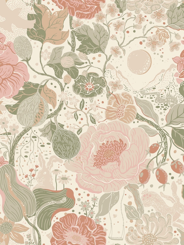 Galerie Pink Sommarang 2 Floral Print A4 Wallpaper Sample - Image 2 of 2