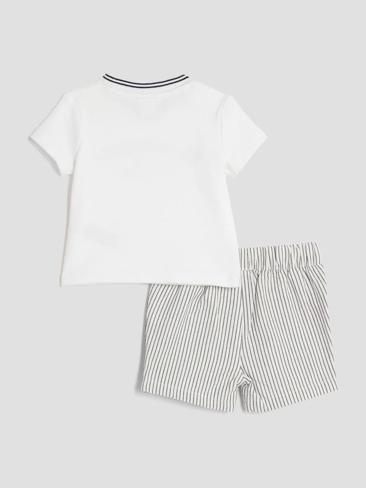 River Island Blue Baby Boys Handsome Man T-Shirt and Shorts Set - Image 2 of 5