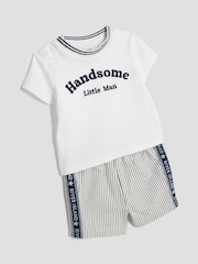 River Island Blue Baby Boys Handsome Man T-Shirt and Shorts Set - Image 3 of 5