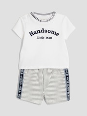 River Island Blue Baby Boys Handsome Man T-Shirt and Shorts Set - Image 4 of 5