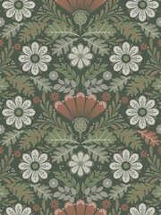 Galerie Green Sommarang 2 Floral Print A4 Wallpaper Sample - Image 2 of 2