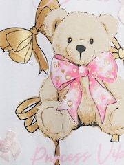 River Island White Girls Frill Sleeve Bear Print T-Shirt - Image 4 of 4