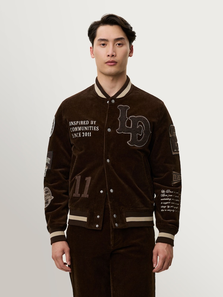 Les Deux Brown Corduroy Varsity Jacket - Image 1 of 7 Les Deux Brown Corduroy Varsity Jacket - Image 1 of 7