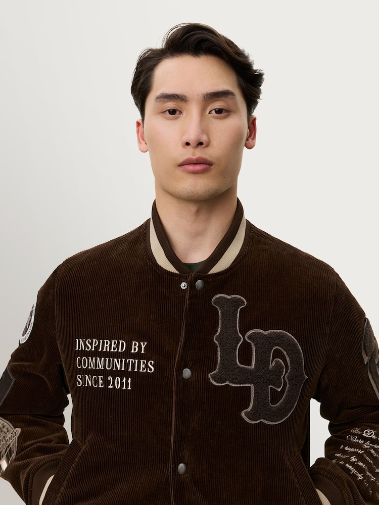 Les Deux Brown Corduroy Varsity Jacket - Image 2 of 7 Les Deux Brown Corduroy Varsity Jacket - Image 2 of 7