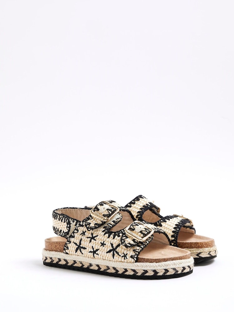 River Island Brown Mono Whipstitch Footbed Sandals - Image 2 of 4 River Island Brown Mono Whipstitch Footbed Sandals - Image 2 of 4