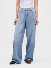 Gap Light Wash Blue Mid Waisted UltraSoft Baggy Jeans - Image 1 of 9