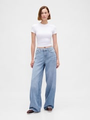Gap Light Wash Blue Mid Waisted UltraSoft Baggy Jeans - Image 4 of 9