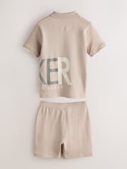 Baker by Ted Baker Stone Graphic Polo Shirt and Shorts Set - Image 2 of 7