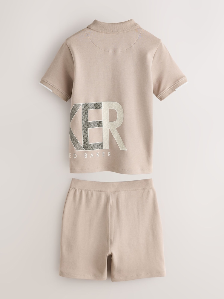 Baker by Ted Baker Stone Graphic Polo Shirt and Shorts Set - Image 2 of 7
