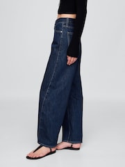 Gap Dark Indigo Blue High Rise Barrel Jeans - Image 4 of 8