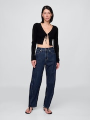 Gap Dark Indigo Blue High Rise Barrel Jeans - Image 5 of 8