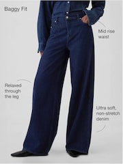 Gap Dark Indigo Blue Mid Waisted UltraSoft Baggy Jeans - Image 5 of 7