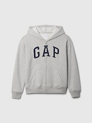 Gris - Sweat à capuche Gap zippé à logo décontracté (4-13ans) - Image 4 de 6