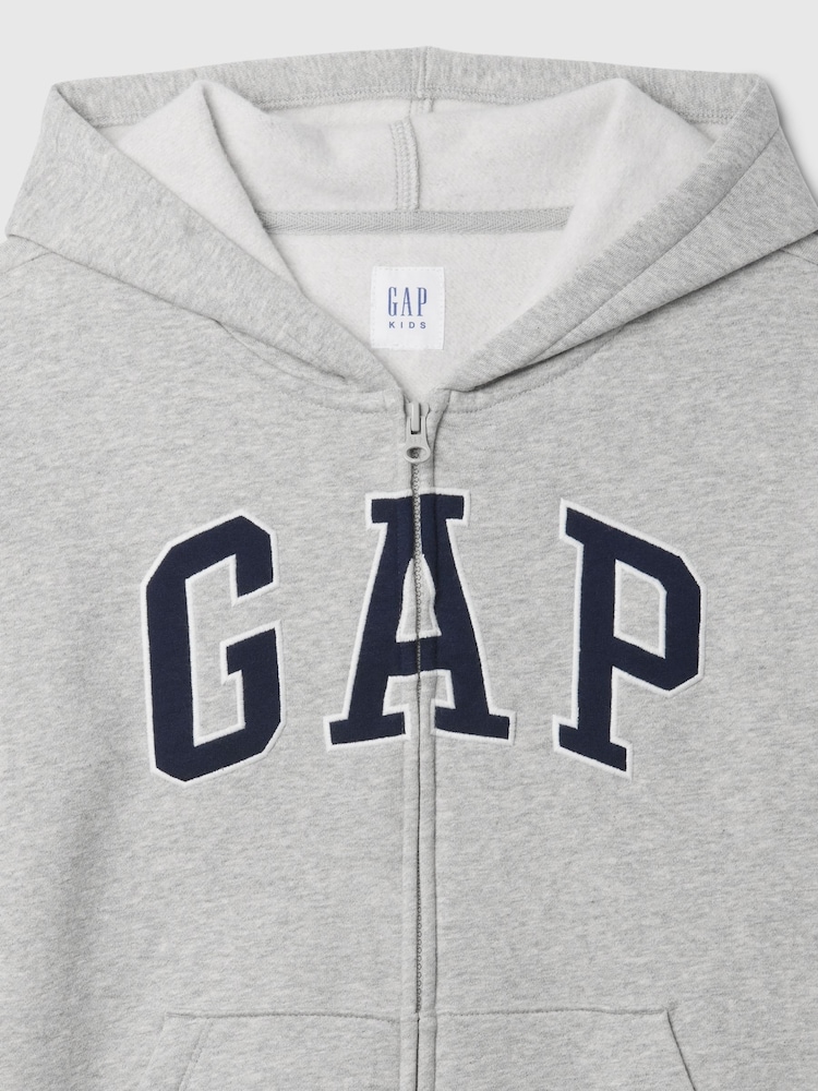 Gris - Sweat à capuche Gap zippé à logo décontracté (4-13ans) - Image 6 de 6
