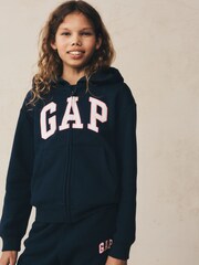 Tumši zils - Gap Relaxed Gap Logo Zip Hoodie (4-13yrs) - Attēls 4 no 7