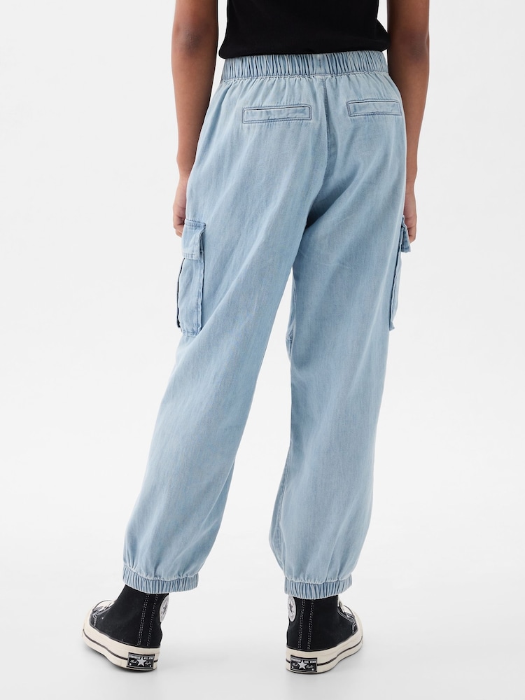 Gap Blue Denim Cargo Parachute Trousers (4-13yrs) - Image 3 of 3