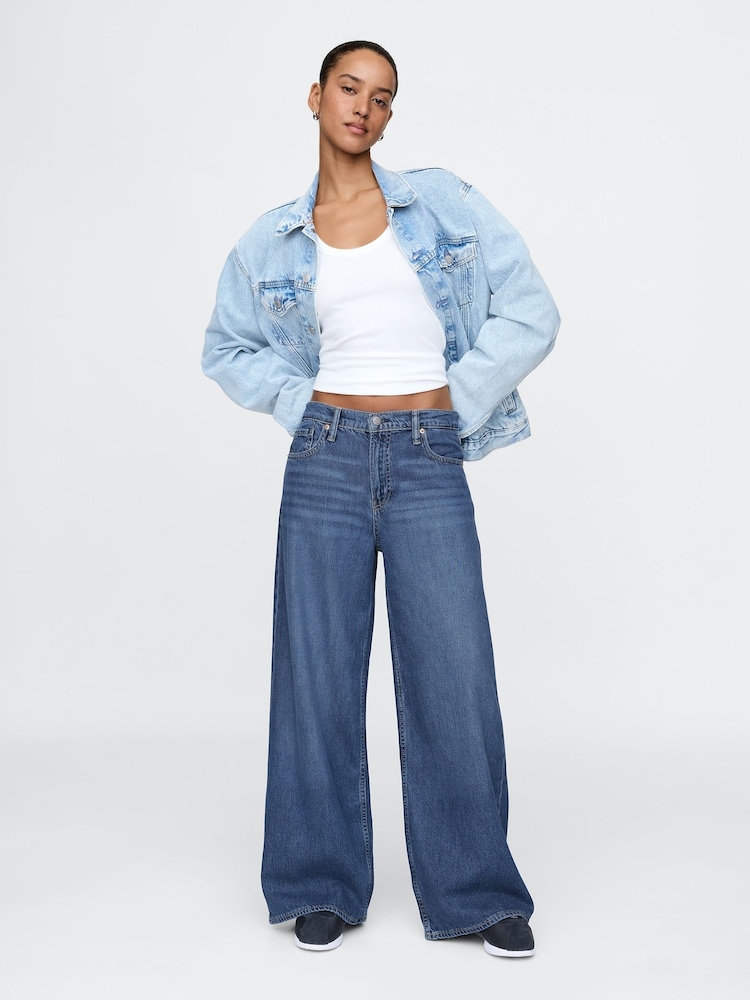 Gap Blue Mid Waisted UltraSoft Baggy Jeans - Image 1 of 9