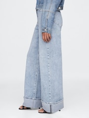 Gap Blue High Waisted Stride Cuffed Wide-Leg Jeans - Image 4 of 6