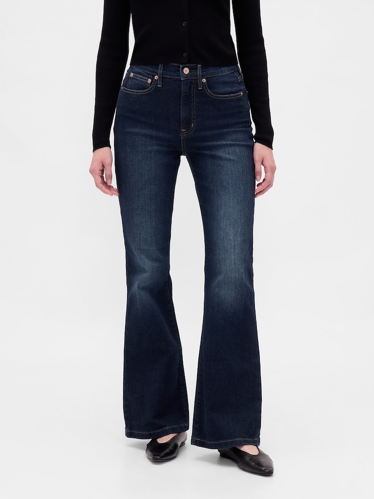 Gap Dark Wash Blue High Waisted 70s Flare Jeans - Image 1 of 5