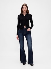 Gap Dark Wash Blue High Waisted 70s Flare Jeans - Image 4 of 5