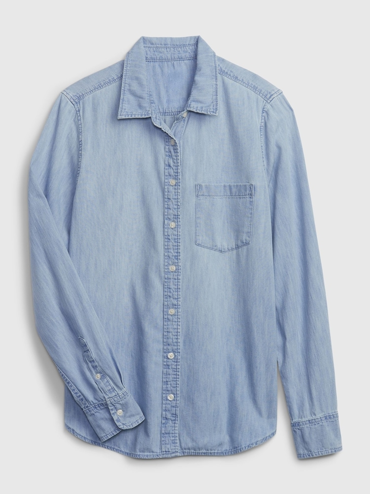Gap Blue Cotton Denim Classic Shirt - Image 4 of 4 Gap Blue Cotton Denim Classic Shirt - Image 4 of 4