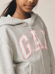 Pelēks - Gap Relaxed Gap Logo Zip Hoodie (4-13yrs) - Attēls 2 no 5