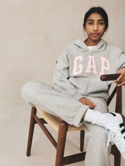 Pelēks - Gap Relaxed Gap Logo Zip Hoodie (4-13yrs) - Attēls 3 no 5