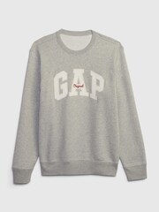 Gap Grey Logo Fleece Crew Neck Sweatshirt - Image 6 of 6