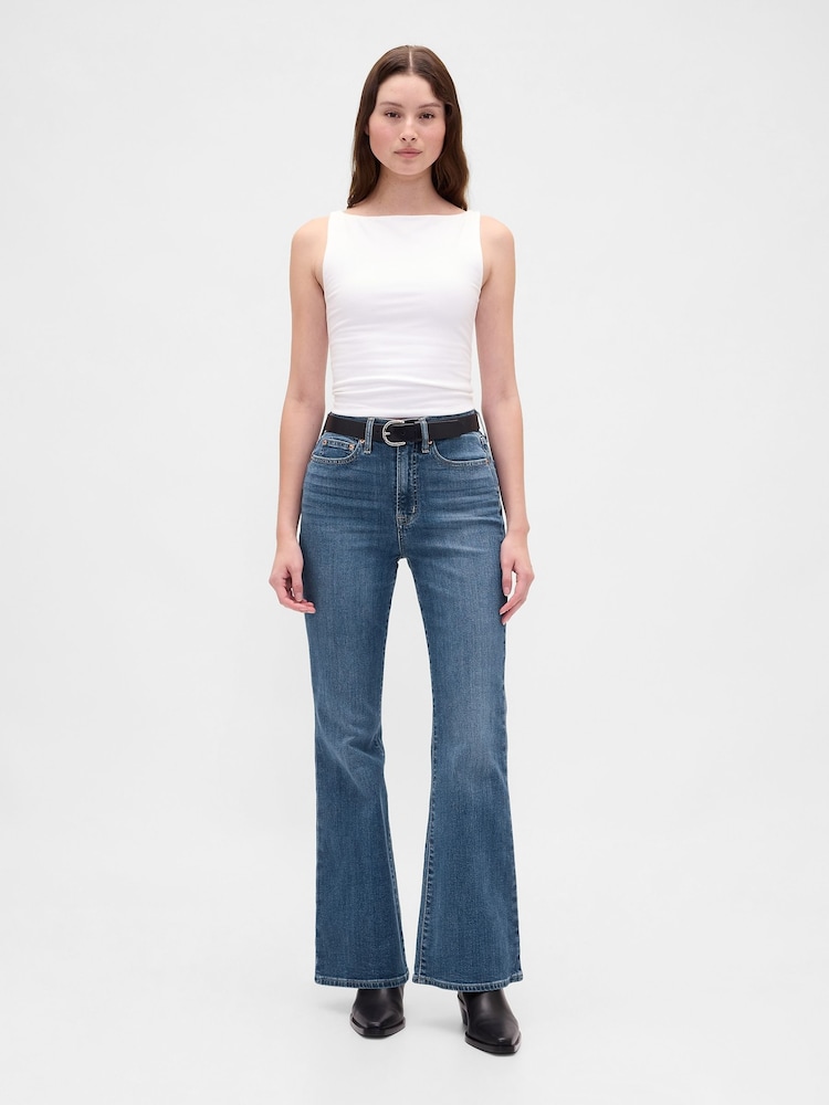 Gap Blue High Waisted 70s Flare Jeans - Image 1 of 6 Gap Blue High Waisted 70s Flare Jeans - Image 1 of 6