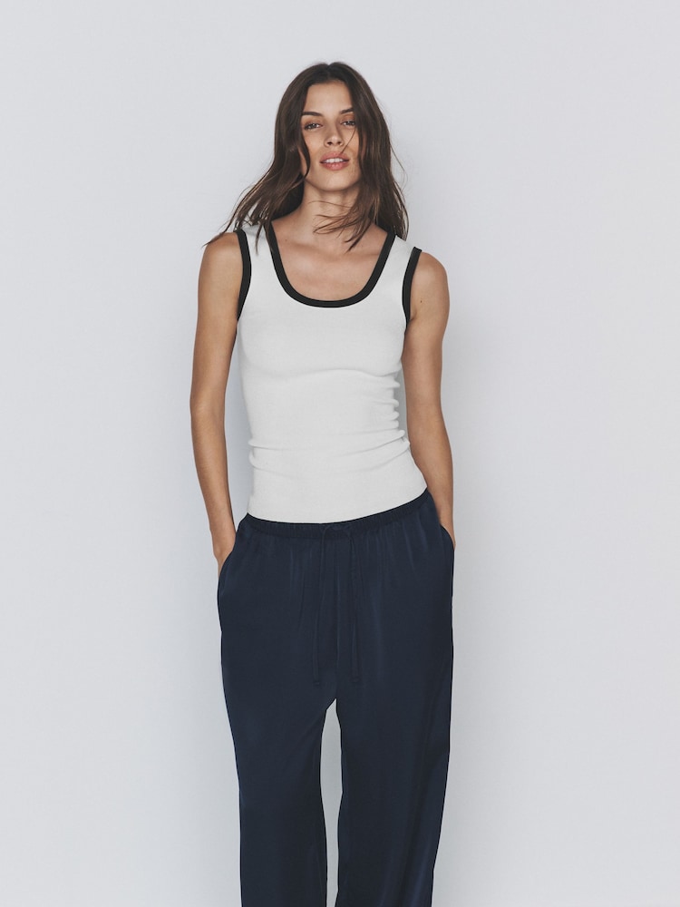 The Set Tipped Cream/Black/Rust Brown 3 Pack Contrast Knit Vests - Image 1 of 7 The Set Tipped Cream/Black/Rust Brown 3 Pack Contrast Knit Vests - Image 1 of 7