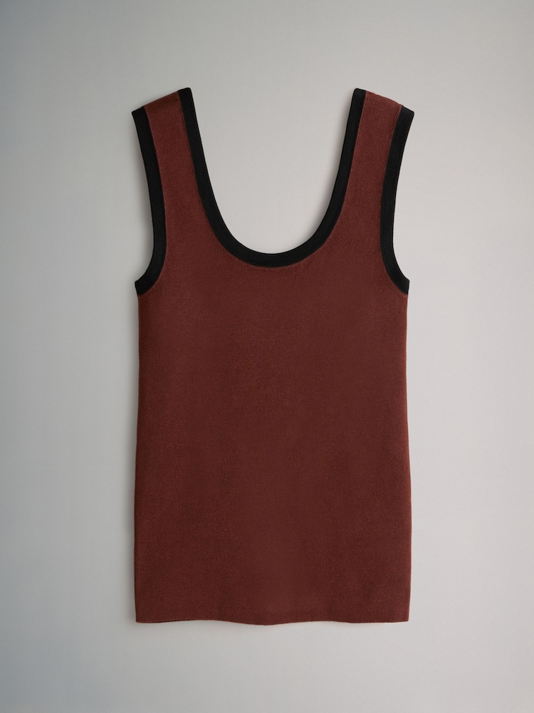 The Set 3 Pack Contrast Knit Vests Tipped Cream/Black/Rust Brown - Image 6 of 6