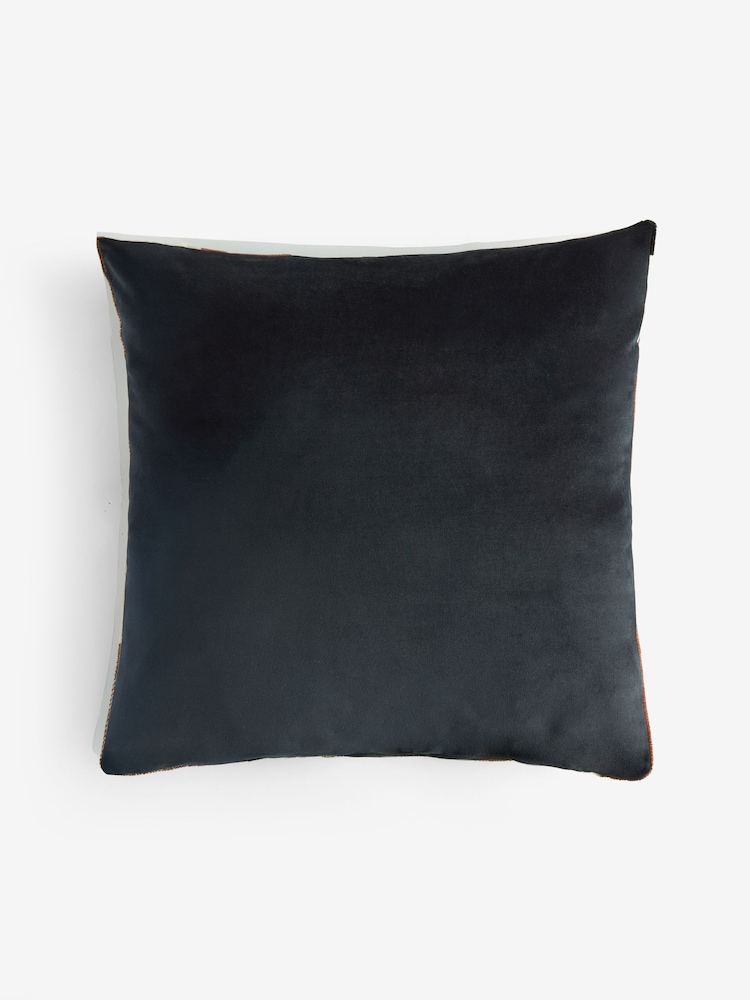 Black/White 43 x 43cm Orson Cut Velvet Cushion - Image 2 of 2