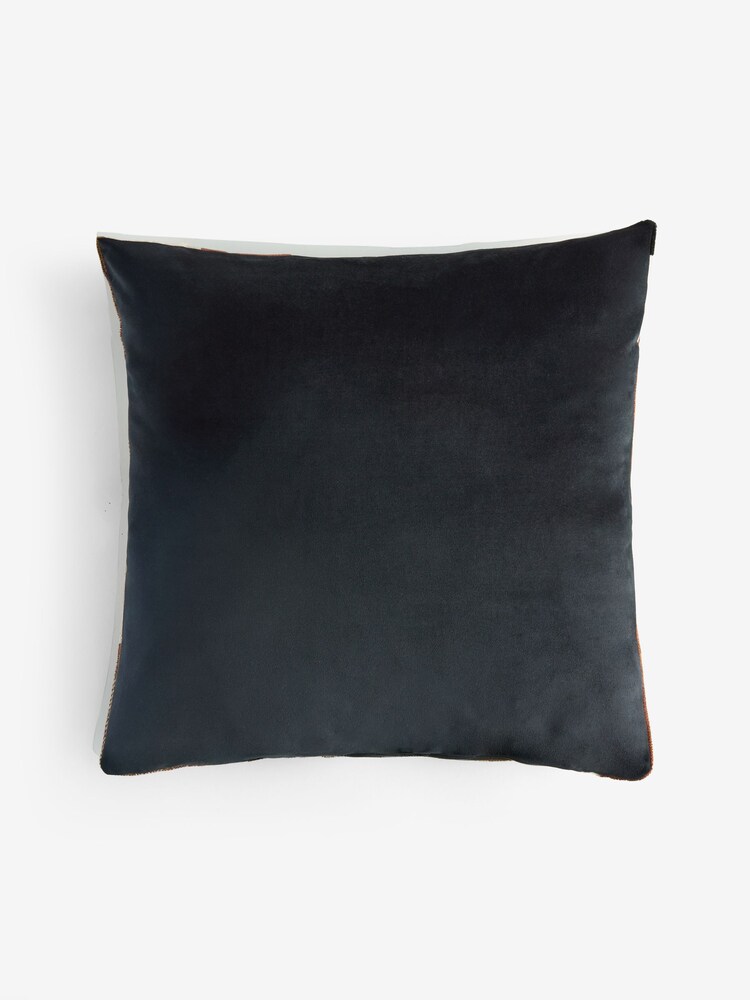 Black/White 43 x 43cm Orson Cut Velvet Cushion - Image 2 of 2 Black/White 43 x 43cm Orson Cut Velvet Cushion - Image 2 of 2