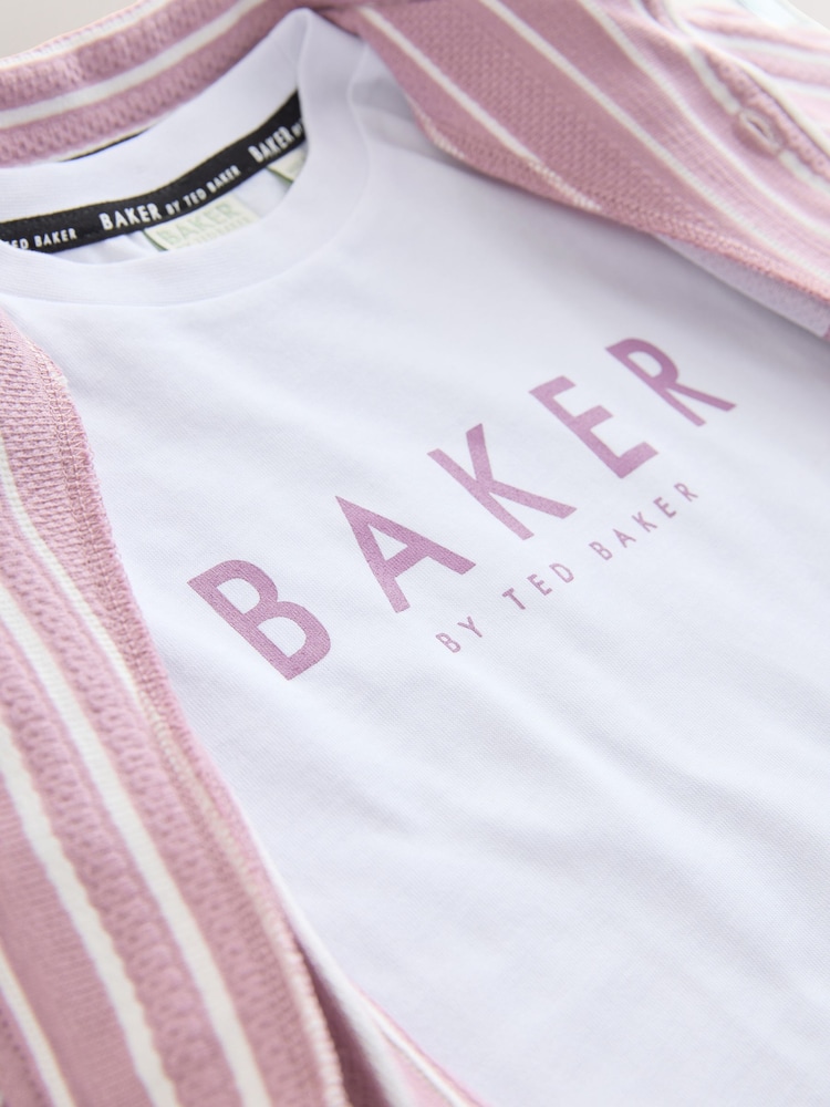 Baker by Ted Baker Textured Striped Shirt, T-Shirt and Shorts Set - Image 14 of 14