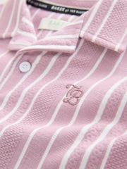 Baker by Ted Baker Pink Textured Striped Shirt, T-Shirt and Shorts Set - Image 4 of 7