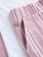 Baker by Ted Baker Pink Textured Striped Shirt, T-Shirt and Shorts Set - Image 5 of 7