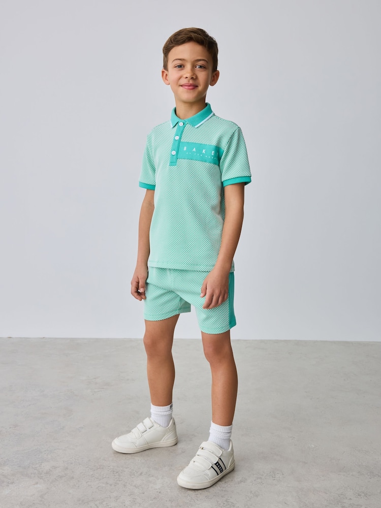 أخضر - طقم من قميص بولو مزركش وشورت من Baker By Ted Baker - صورة 1 من 15