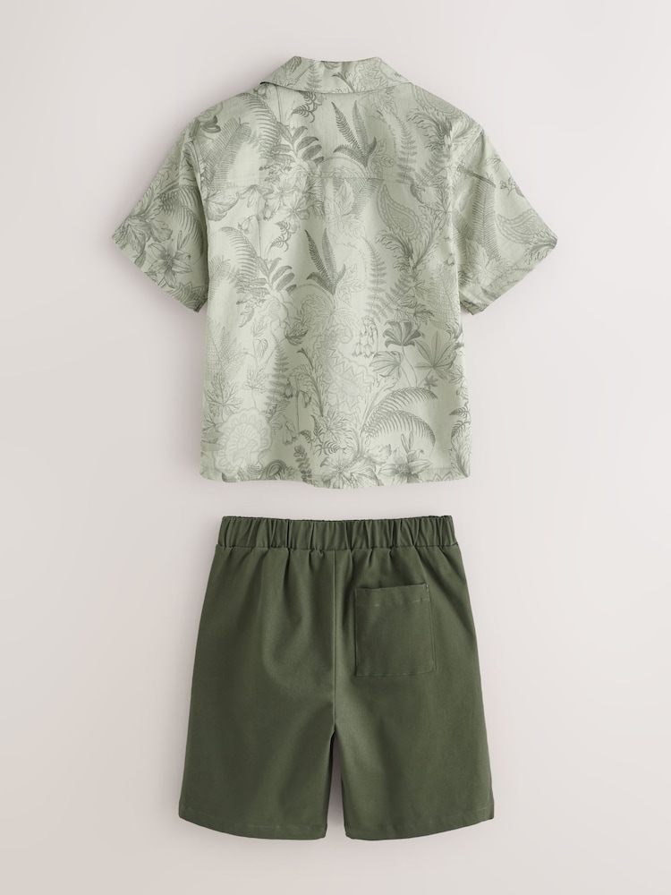Baker by Ted Baker 3 Piece Green Shirt T-Shirt and Shorts Set - Image 2 of 10