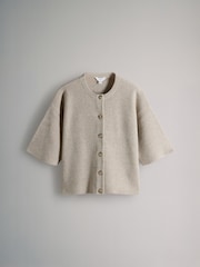 The Set 3 Pack Knitted Button Down T-Shirts With Wool Brown Marl/Neutral/cream - Image 4 of 6